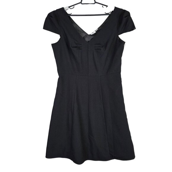 Womens Worthington Black Dress Short Sleeve V-Neck Polyester Blend Size 14 - Picture 1 of 9